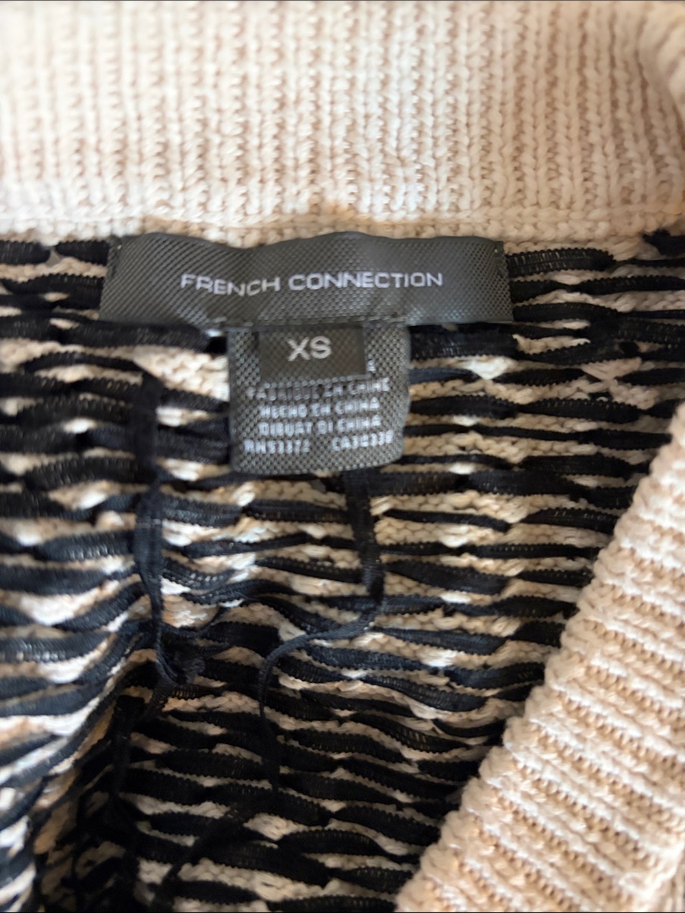 French Connection Cream and Black Striped Knit Vest - Picture 2 of 3